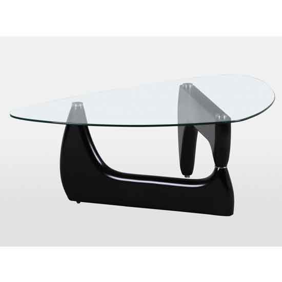 Paducah Clear Glass Top Coffee Table With Black High Gloss Base
