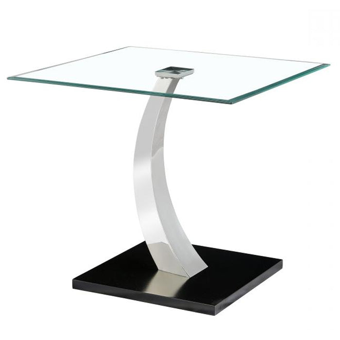 Parker Clear Glass Lamp Table With Stainless Steel Base