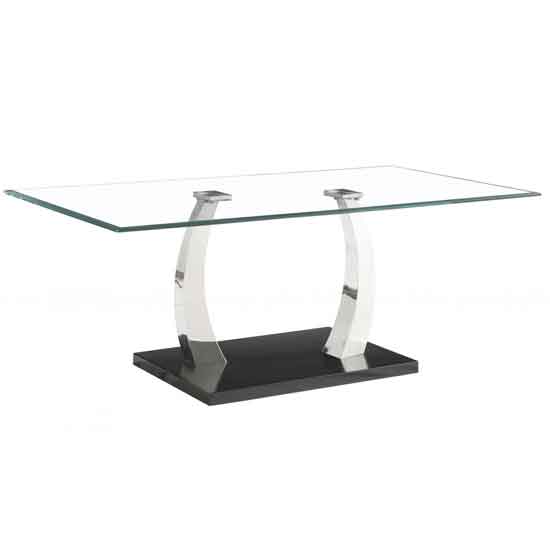 Patchogue Clear Glass Top Coffee Table With Stainless Steel Base