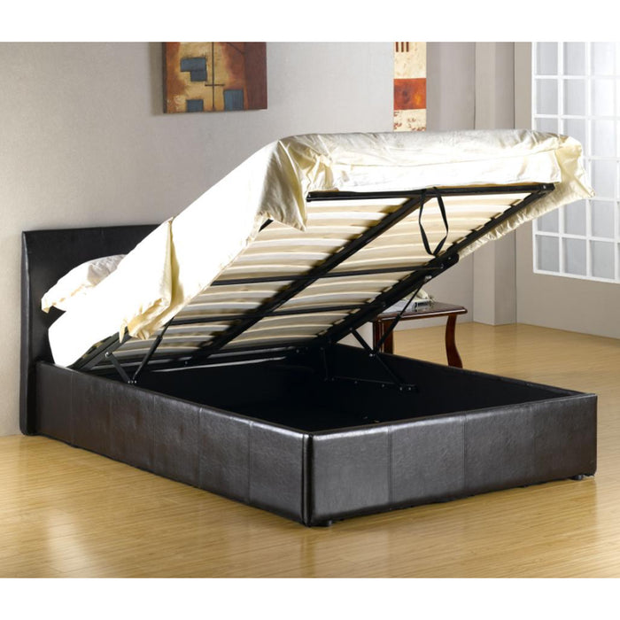 Petra Black Faux Leather Upholstered 3FT Storage Single Bed