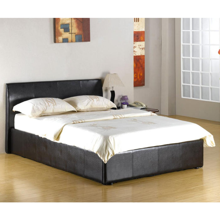 Petra Black Faux Leather Upholstered 5FT Storage King Size Bed