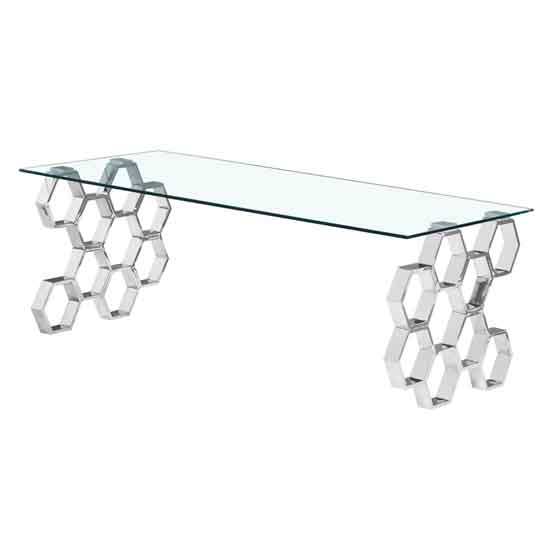 Quakertown Clear Glass Top Coffee Table In Silver Metal Frame