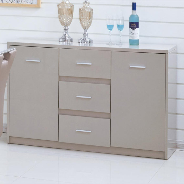 Rahway Sideboard With 2 Doors And 3 Drawers In Champagne High Gloss