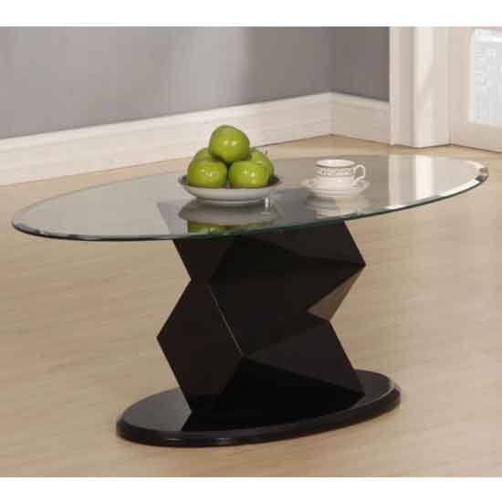 Regina Clear Glass Top Coffee Table With Black High Gloss Base