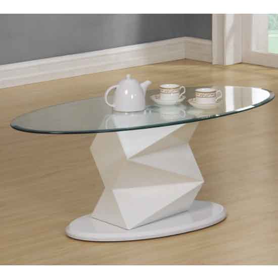 Regina Clear Glass Top Coffee Table With White High Gloss Base