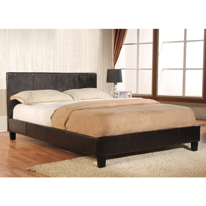 Sabik Black Faux Leather Upholstered 4FT6 Double Bed