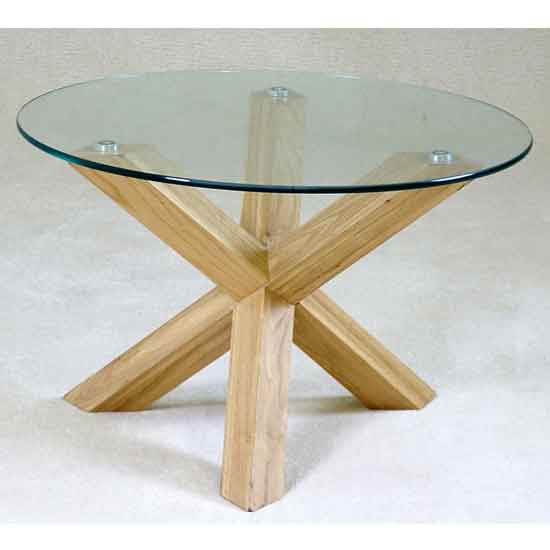 Saskatoon Clear Glass Top Coffee Table With Solid Oak Legs