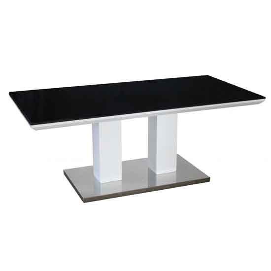 Savannah Black Painted Glass Coffee Table With Black And White Base