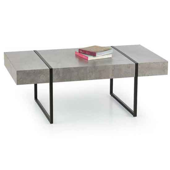 Sellersville Wooden Coffee Table In Stone Effect With Black Metal Legs