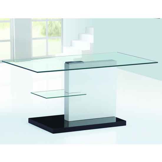 Sikeston Clear Glass Top Coffee Table With Black And White High Gloss Base