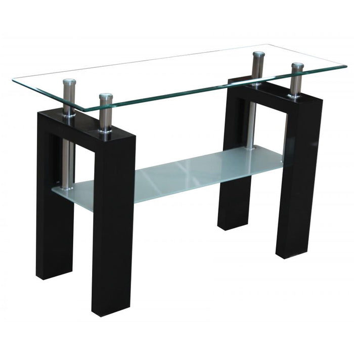 Tacna Clear Glass Console Table With Black High Gloss Base