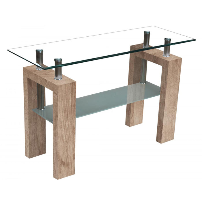 Tacna Clear Glass Console Table With Natural Base