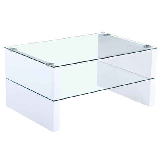Tampere Clear Glass Top Coffee Table With White High Gloss Base