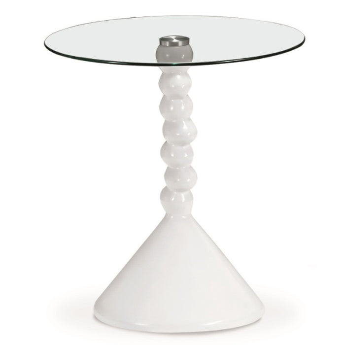 Teec Clear Glass Lamp Table With White High Gloss Base
