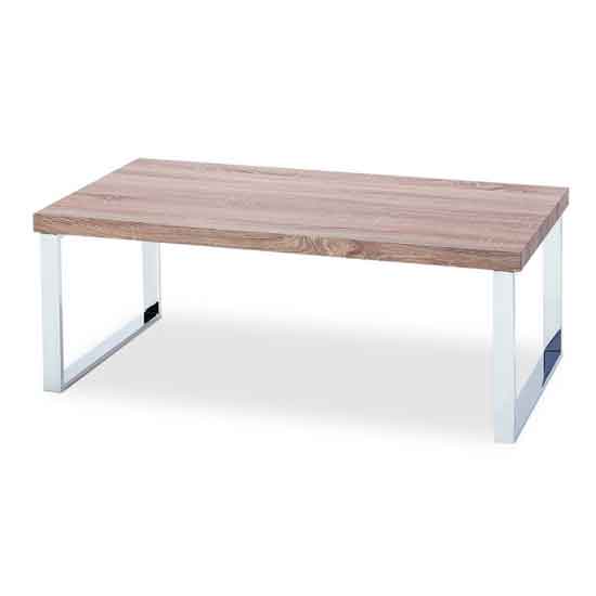 Tooele Wooden Coffee Table In Natural With Stainless Steel Legs