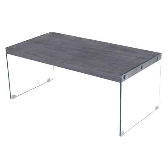 Troutdale Wooden Coffee Table In Black Walnut With Glass Supports