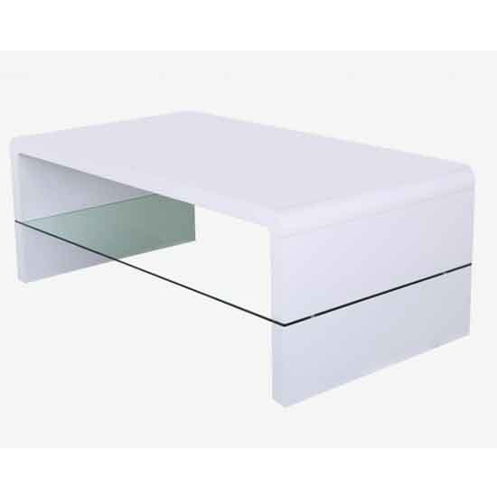 Valdosta Coffee Table In White High Gloss With Glass Shelf