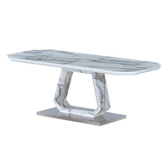 Walhalla Glass Top Coffee Table In Marble Effect With Stainless Steel Base