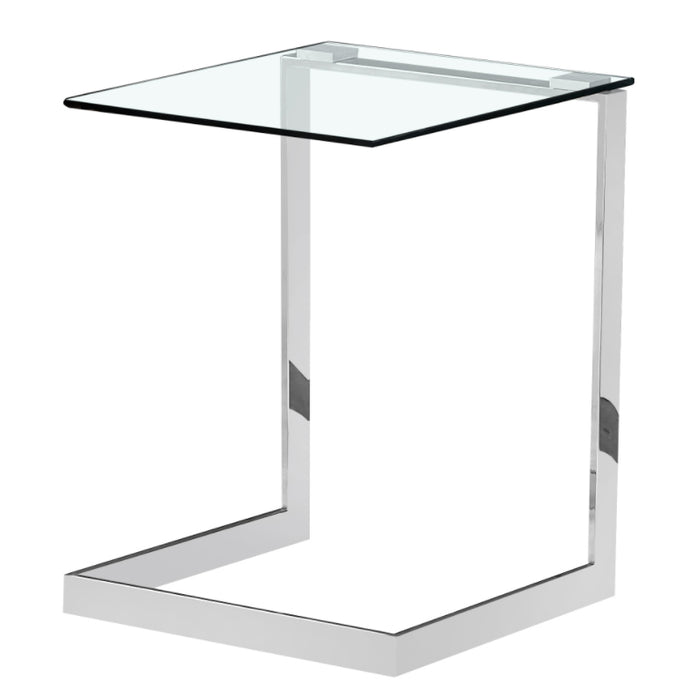 Yarnell Clear Glass Lamp Table With Silver Legs