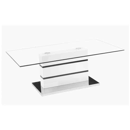 Yerington Clear Glass Top Coffee Table With White And Black High Gloss Base