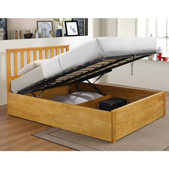 Zandvoort Oak Solid Rubberwood 4FT6 Storage Double Bed
