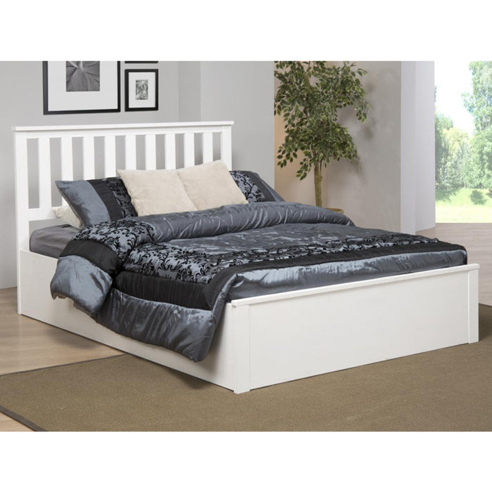Zandvoort White Solid Rubberwood 5FT Storage King Size Bed